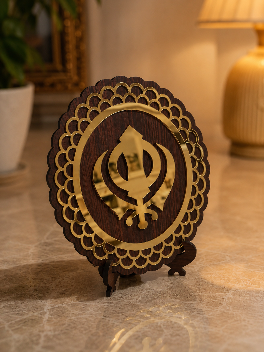Khanda Sahib Tabletop Symbol - Handcrafted Photo Frame | Chandan Art Gallery Delhi