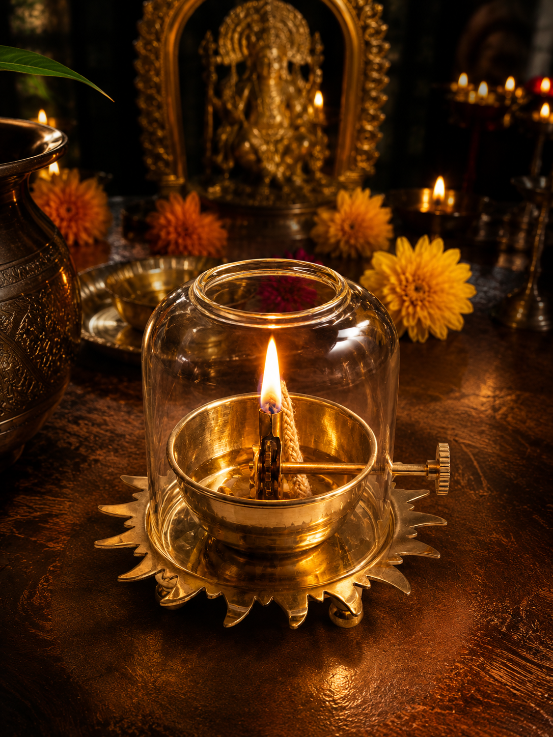 Sacred Jot Lamp III - Handcrafted Photo Frame | Chandan Art Gallery Delhi