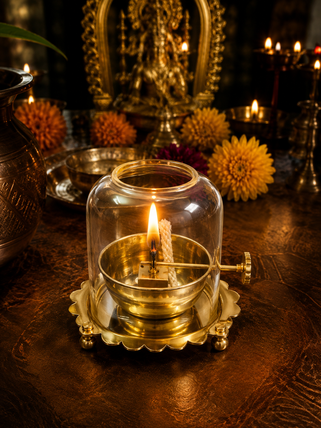 Sacred Jot Lamp IV - Handcrafted Photo Frame | Chandan Art Gallery Delhi